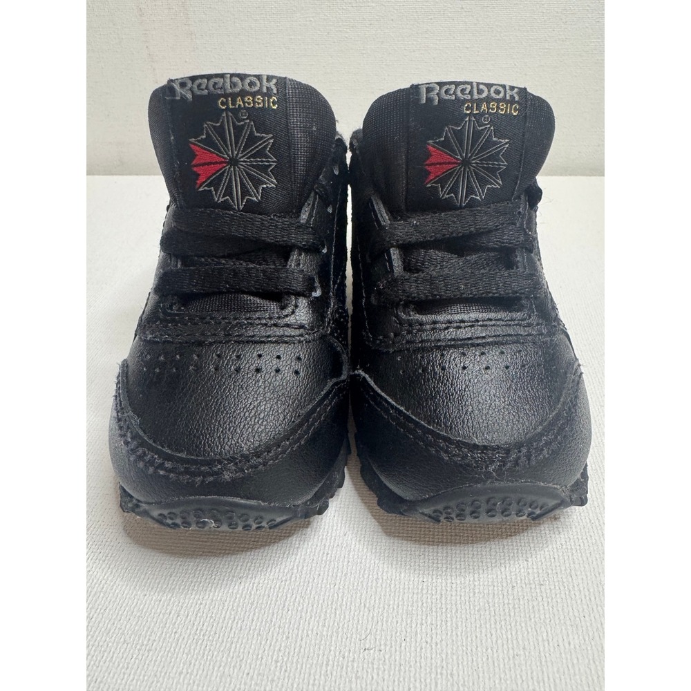 Reebok Classic Leather Baby Sneakers Triple Black US 5 UK 4.5 EU 21 Toddler Shoe